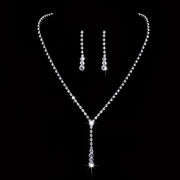 Fashion Crystal Bride Jewelry Set Rhinestone Silver-plated Wedding Dress Banquet Necklace Earring Set Ladies Gift Ewkiki