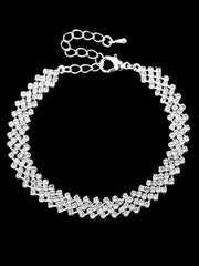 4 Bridal Jewelry Set Rhinestone Necklace Earrings Bracelet Women's Accessories Ewkiki