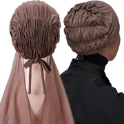 New Design Instant hijab high quality thick heavy stretchy chiffon hijab with inner hijab underscarf Ewkiki