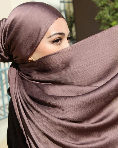 Long Trendy Silk Crepe Hijab Hot Selling Satin Crinkle Hijab for Muslim Women Satin Hijab Islamic Headscarf Ewkiki