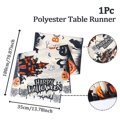 Halloween Table Runner Halloween Party Decoration Kids Favors Spooky Pumpkin Ghost Table Runner Trick or Treat Party Supplies