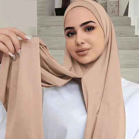 Solid Jersey Modal Hijab Instant Hijab Scarf For Woman Muslim Hijab Shawls Ladies Long Wraps Ethnic Islamic Headband 170*85cm Ewkiki