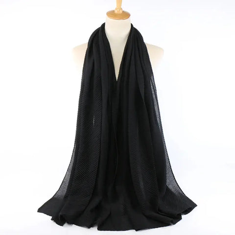 Women Pleated Hijab Headscarves For Women Chiffon Hijab Headband Scarf For Muslim Women Veil Hijab Georgette Crinkle Hijab Islam Ewkiki