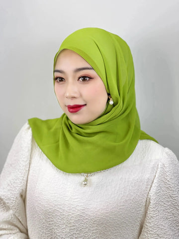 Muslim Hijab Arab Turkish Hijab with Zipper Chiffon Scarf Women's Fashion Plain Hijab Wrap Solid Color Shawl Headscaf 71x180cm Ewkiki