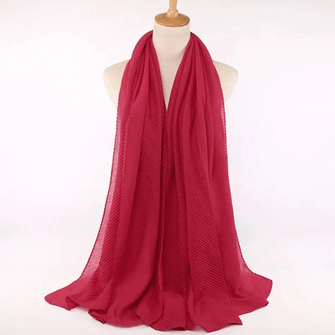 Women Pleated Hijab Headscarves For Women Chiffon Hijab Headband Scarf For Muslim Women Veil Hijab Georgette Crinkle Hijab Islam Ewkiki