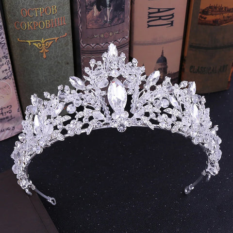 Bridal Jewelry Set Wedding Crowns for Brides Tiaras and Crowns Bride Crystal Rhinestone Necklace Tiara Wedding Hair Accessories Ewkiki