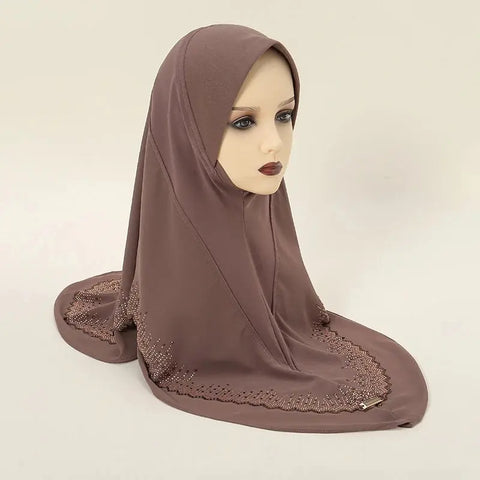 Luxury Ramadan Diamonds Chiffon Hijab Instant Hijab Women Muslim Scarf With Rhinestone Heavy Quality Headscarf Wraps Party Hijab Ewkiki