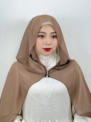 Muslim Hijab Arab Turkish Hijab with Zipper Chiffon Scarf Women's Fashion Plain Hijab Wrap Solid Color Shawl Headscaf 71x180cm Ewkiki
