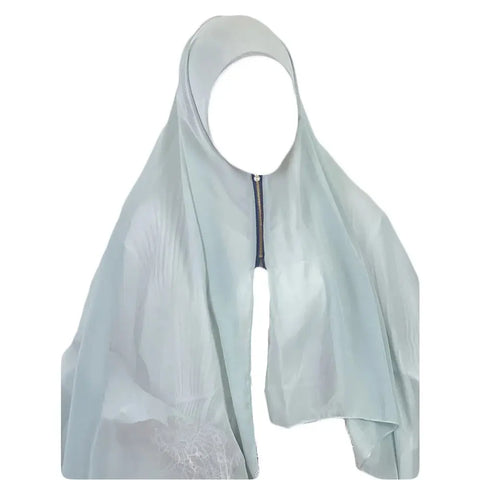 Muslim Hijab Arab Turkish Hijab with Zipper Chiffon Scarf Women's Fashion Plain Hijab Wrap Solid Color Shawl Headscaf 71x180cm Ewkiki