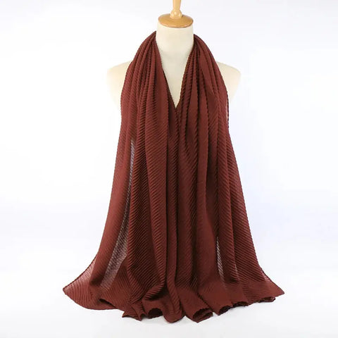 Women Pleated Hijab Headscarves For Women Chiffon Hijab Headband Scarf For Muslim Women Veil Hijab Georgette Crinkle Hijab Islam Ewkiki