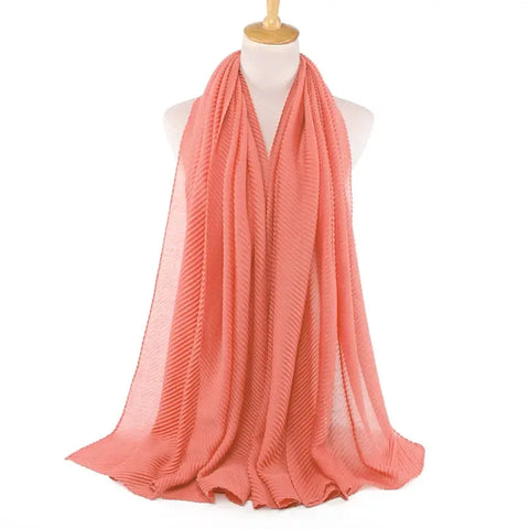 Women Pleated Hijab Headscarves For Women Chiffon Hijab Headband Scarf For Muslim Women Veil Hijab Georgette Crinkle Hijab Islam Ewkiki