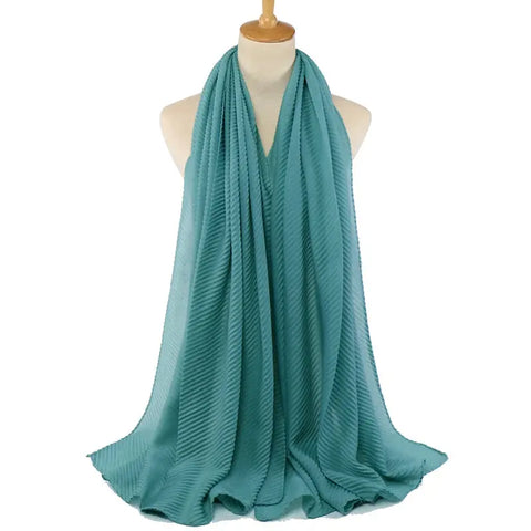 Women Pleated Hijab Headscarves For Women Chiffon Hijab Headband Scarf For Muslim Women Veil Hijab Georgette Crinkle Hijab Islam Ewkiki