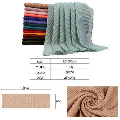 Women Pleated Hijab Headscarves For Women Chiffon Hijab Headband Scarf For Muslim Women Veil Hijab Georgette Crinkle Hijab Islam Ewkiki