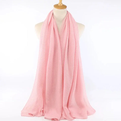 Women Pleated Hijab Headscarves For Women Chiffon Hijab Headband Scarf For Muslim Women Veil Hijab Georgette Crinkle Hijab Islam Ewkiki