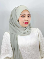 Muslim Hijab Arab Turkish Hijab with Zipper Chiffon Scarf Women's Fashion Plain Hijab Wrap Solid Color Shawl Headscaf 71x180cm Ewkiki
