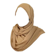 Muslim Hijab Arab Turkish Hijab with Zipper Chiffon Scarf Women's Fashion Plain Hijab Wrap Solid Color Shawl Headscaf 71x180cm Ewkiki