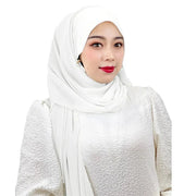 Muslim Hijab Arab Turkish Hijab with Zipper Chiffon Scarf Women's Fashion Plain Hijab Wrap Solid Color Shawl Headscaf 71x180cm Ewkiki