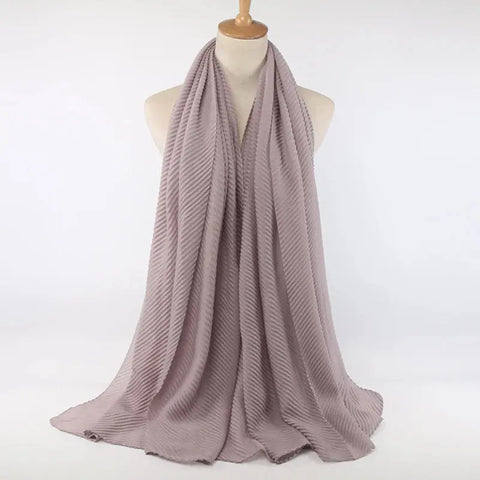 Women Pleated Hijab Headscarves For Women Chiffon Hijab Headband Scarf For Muslim Women Veil Hijab Georgette Crinkle Hijab Islam Ewkiki