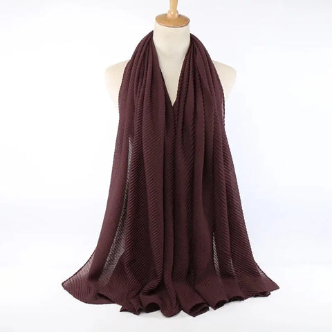 Women Pleated Hijab Headscarves For Women Chiffon Hijab Headband Scarf For Muslim Women Veil Hijab Georgette Crinkle Hijab Islam Ewkiki