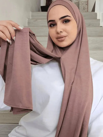 Solid Jersey Modal Hijab Instant Hijab Scarf For Woman Muslim Hijab Shawls Ladies Long Wraps Ethnic Islamic Headband 170*85cm Ewkiki