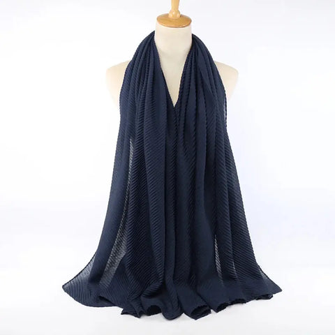 Women Pleated Hijab Headscarves For Women Chiffon Hijab Headband Scarf For Muslim Women Veil Hijab Georgette Crinkle Hijab Islam Ewkiki