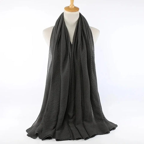 Women Pleated Hijab Headscarves For Women Chiffon Hijab Headband Scarf For Muslim Women Veil Hijab Georgette Crinkle Hijab Islam Ewkiki