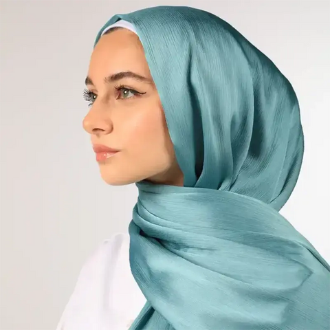 Long Trendy Silk Crepe Hijab Hot Selling Satin Crinkle Hijab for Muslim Women Satin Hijab Islamic Headscarf Ewkiki