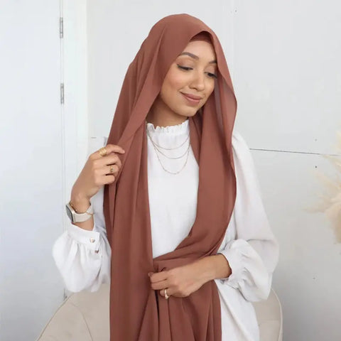 New Design Instant hijab high quality thick heavy stretchy chiffon hijab with inner hijab underscarf Ewkiki