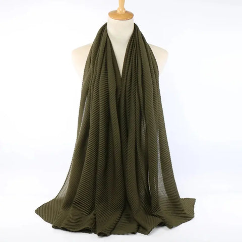 Women Pleated Hijab Headscarves For Women Chiffon Hijab Headband Scarf For Muslim Women Veil Hijab Georgette Crinkle Hijab Islam Ewkiki