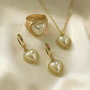 3 Pcs Round Pearl Jewelry Set Of Earring Pendant Necklace For Women Exquisite Fashion Rhinestone Double Wedding Jewelry Set Gift Ewkiki