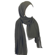 Muslim Hijab Arab Turkish Hijab with Zipper Chiffon Scarf Women's Fashion Plain Hijab Wrap Solid Color Shawl Headscaf 71x180cm Ewkiki