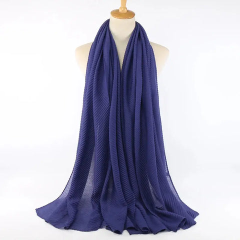 Women Pleated Hijab Headscarves For Women Chiffon Hijab Headband Scarf For Muslim Women Veil Hijab Georgette Crinkle Hijab Islam Ewkiki